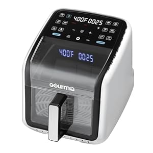 Gourmias Panorama 7-Quart Digital Air Fryer with Panoramic Viewing Window, Holographic Display, 12 Cooking Presets, FryForce 360° Technology, Dishwasher-Safe Nonstick Basket, 1500 Watts, White Gourmias Panorama 7 Quart Digital Air Fryer with Panoramic Viewing Window Holographic Display 12 Cooking Presets FryForce 360 Technology Dishwasher Safe Nonstick Basket 1500 Watts White