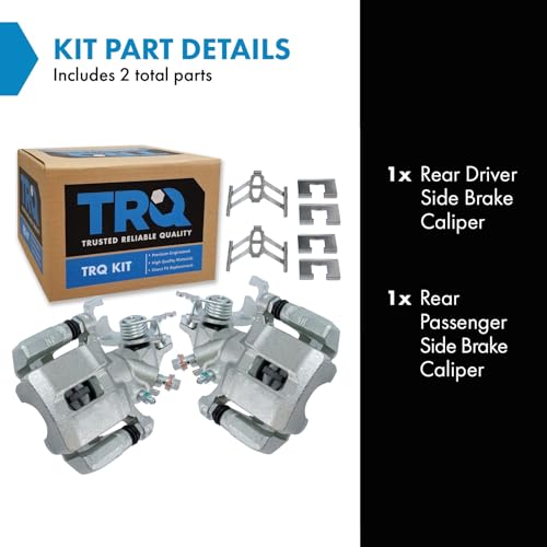Image of TRQ Rear Brake Caliper Set Brackets Hardware Zinc Coated Compatible with 1998-2007 Honda Accord 2004-2008 Acura TSX