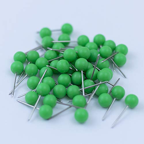 Image of Push Pin Tacks for Photo Wall, Whiteboard, Cork Board, Map, Bulletin Board, Office or Home | 5 mm Head, 11 mm Point | Designed in The USA | Light Green, Pack of 50