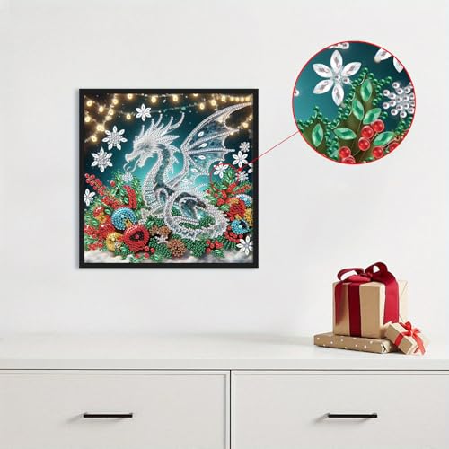 Image of Tontut Diamond Painting Kit for Adult Beginners, Dragons on Flowers 5D Special Diamonds DIY Crystal Rhinestone Crafts for Home Wall Decoration
