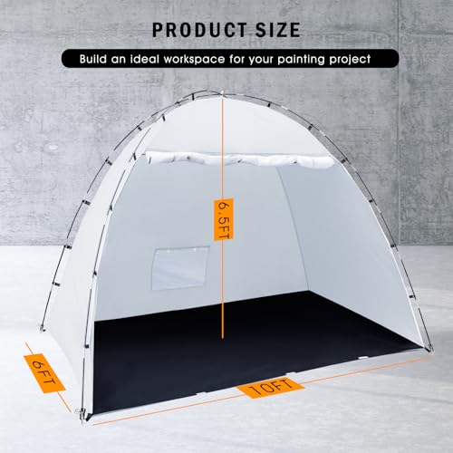 Portable Paint Booth Tent, Siebwin Extra Large 10(L) x6(W) x6.5(H) ft Spray Paint Tent with Built-in Floor & Mesh Screen & Windproof Hooks for Furniture DIY Hobby Tool Spray Paint Shelter