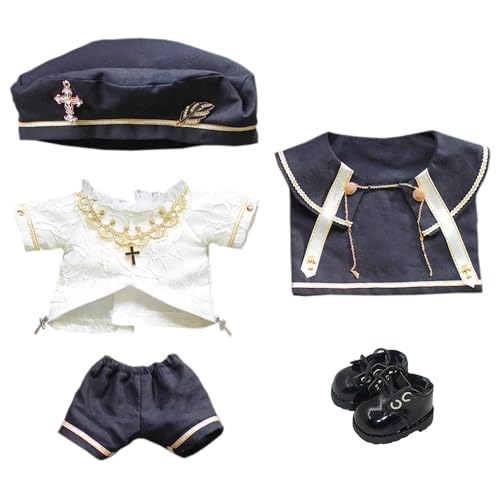 niannyyhouse 10cm 15cm 20cm 40cm ぬいぐるみ 服 ヨーロピアン 帽子 ワイシャツ ズボン ショール 革靴 綿人形 アクセサリー 着せ替え (10cm)