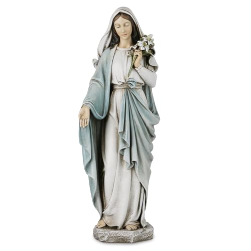 Grace4Joy Vineyard Carvings Statue de la Vierge Marie de 35,6 cm - Élégante décoration d'intérieur - Peinte à la Main - Statue de Jardin d'extérieur pour...