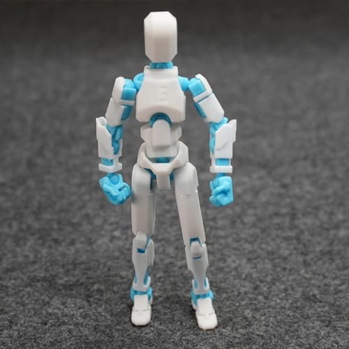 Image of Dummy 13 Action Figure Robot | Fully Articulated 3D Printed Robot Toy | 5.4-inch Collectible Figurine | Matte Finish | Unassembeled | Combo of 2 (White-SkyBlue+Black-SkyBlue)