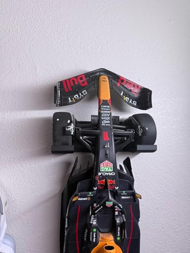 Image of 2 Pack F1 Car Wall Mount Compatible with Speed Champions Building Brick Cars | Racing Car Display with 3M VHB Easy Stick Tape & Screws | No-Drill Hanger for Collectible Toy Cars | Durable Bioplastic