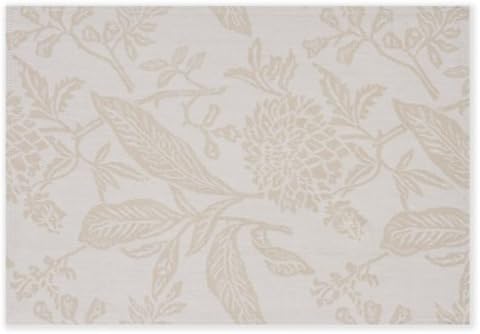 Mahogany Botanical Jacquard Fused Reversible Placemats, 13 by 19-Inch, Beige