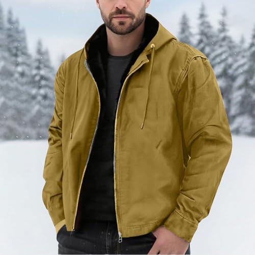 Chaqueta térmica de forro polar para hombre con capucha invierno 4