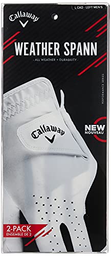 Callaway Golf Weather Spann Glove (Worn on Left Hand, Cadet (Short Fingers) 2019, Large, White (2-Pack)) - image 3