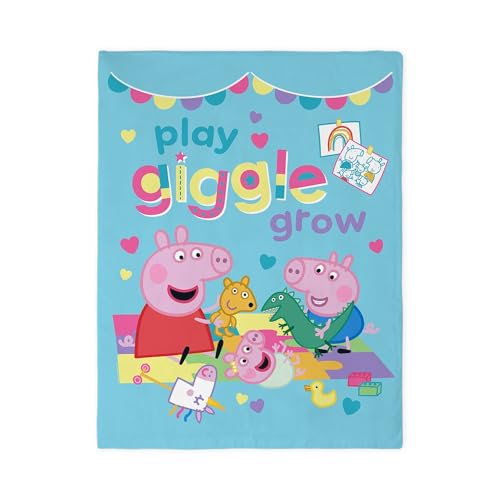 CafePress Peppa Pig: Play Giggle Grow Twin Duvet Cover, Printed Comforter Cover, Unique Bedding,