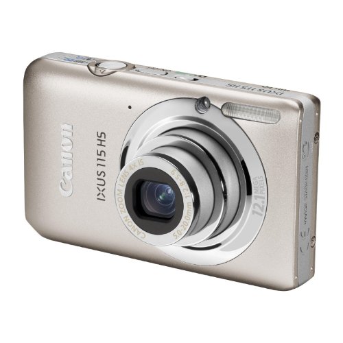 Canon IXUS 115 HS   Cámara Digital Compacta 12.1 MP (3 Pulgadas LCD, 4X Zoom Óptico)   Plata (Importado)