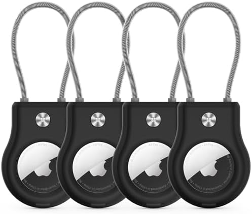 Air Tag Holder - (4 Pack) Air tag Lock Keychain with Wire Cable C...