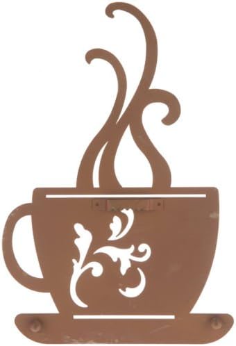 Miniatura 2 de Taza de café de metal rústico rojo para decoración de pared para cocina, hogar, restaurante, cafetería, cafetería, bar, decoración colgante