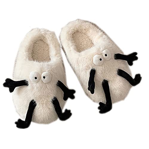 BEANUT Funny Slippers Cute Warm Thick-Soled Cotton Slippers Non-Slip Indoor And Outdoor Casual Slippers Couple Slippers Gifts White EU38~39