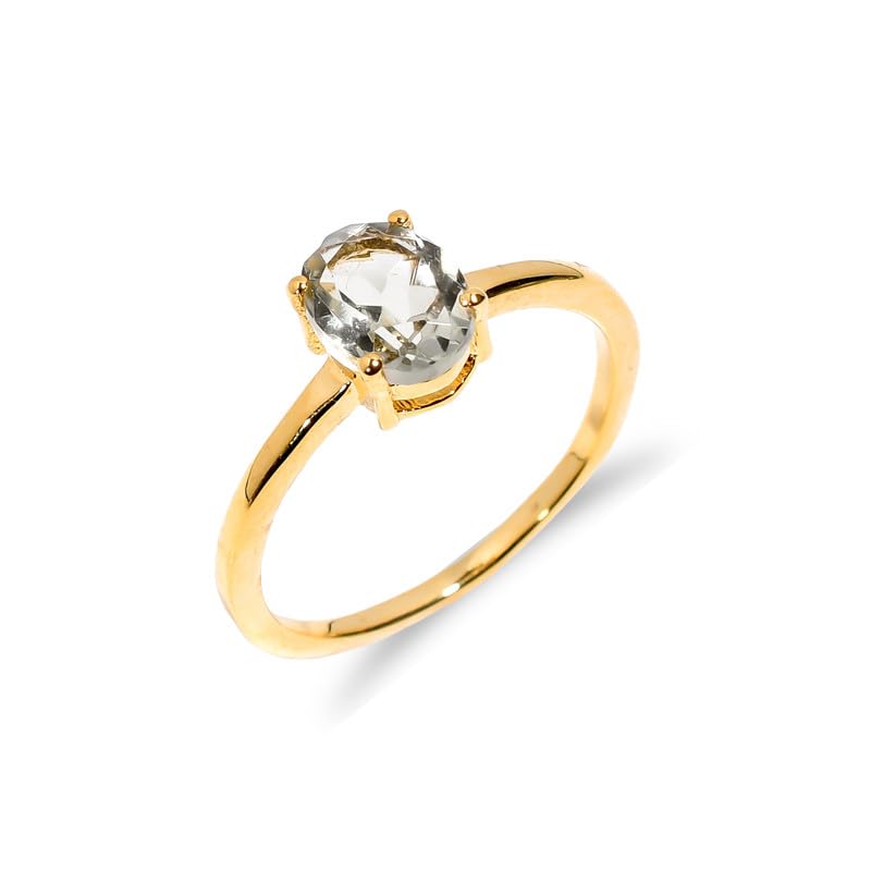 Bague améthyste verte ovale bijoux argent 925 fait main R-072-24