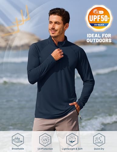 TACVASEN Men's 1/4 Zip UV Rash Guard