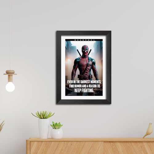 Image of TenorArts Deadpool Poster with Quotes Comics Photo Frame Painting With Black Wooden Textures (12inches x 9inches)