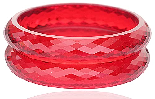 Image of NMII Acrylic (Plastic) With Diamond Cut Pattern Glossy Finished Kada Set For Women & Girls | Stylish Kada For Women | Wedding, Party & Gift - Set Of 2