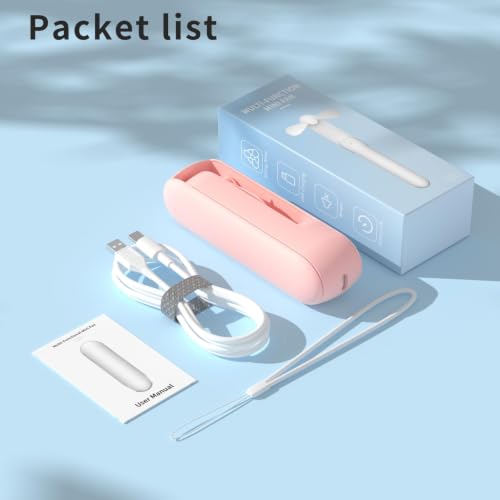 Lerat Portable Handheld Fan, 2 IN 1 Mini Hand Fans, [8-15 Working Hours] USB Rechargeable Personal Foldable Fan for Indoor, Small Pocket Fans Travel Essentials for Outdoor (Pink) by Lerat - Used condition - Image 8