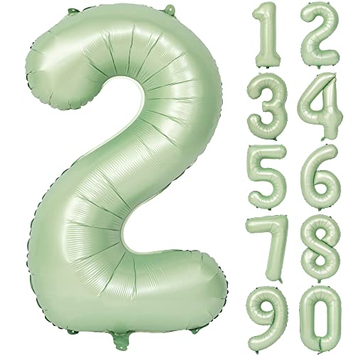 Image of 40 In Olive Green Number Balloons 2 Giant Helium Foil Mylar Green Balloon | Birthday Party Decorations Suitable For Boys' And Girls' Birthday Parties Anniversary celebration digital 2