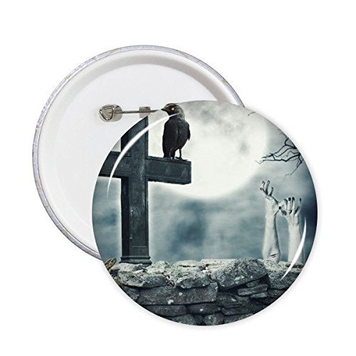 Corbeau et serpent motif broches rondes Christianisme de style horreur