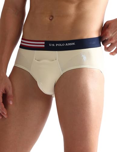 Image of U.S. Polo ASSN. Mens OEB06 Flag Waist Single Jersey Underwear Briefs - Pack of 2