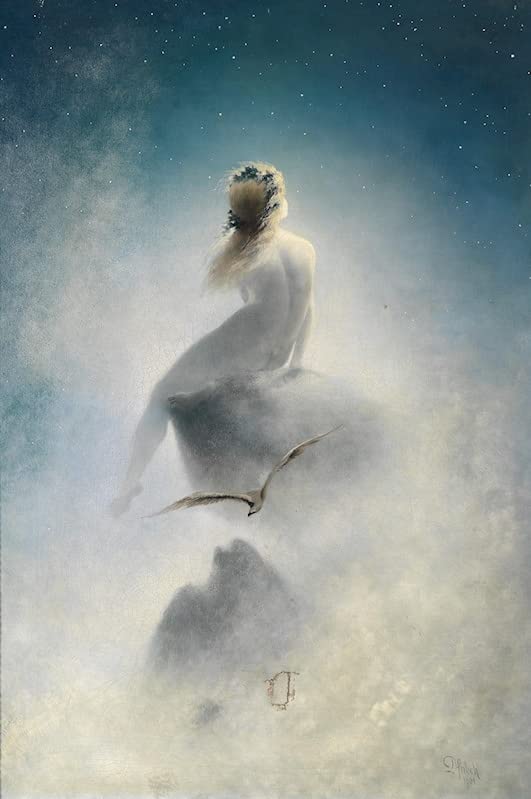 Toile Frage an Die Sterne - Reproduction d'art Premium de Karl Wilhelm Diefenbach en 60x90 cm