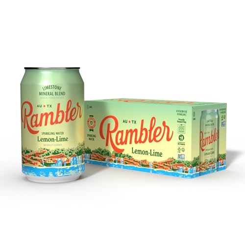 Image of AUTX RAMBLER Sparkling Water, Texas Limestone Mineral Blend, Lemon-Lime x Satsuma, 12-Ounce Cans, 8 Count x 2 (16 Cans Total)