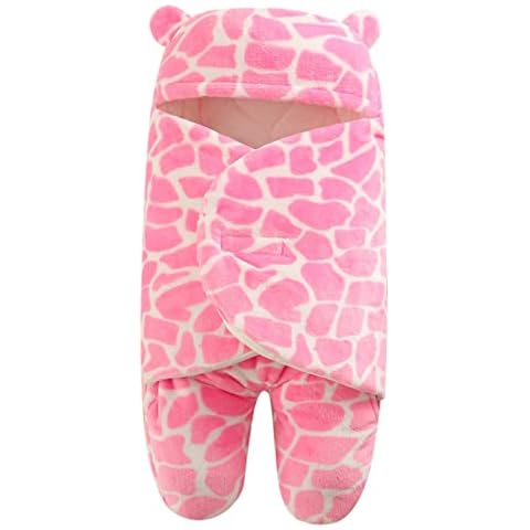Infant Baby Boys Girls Cartoon Flannel Swaddle Wrap Printed Sleeping Blanket Cooton Warm Hoodie Swaddle Wrap Baby Boy Blanket Bundle Hot Pink-i 6-9 Months Cover