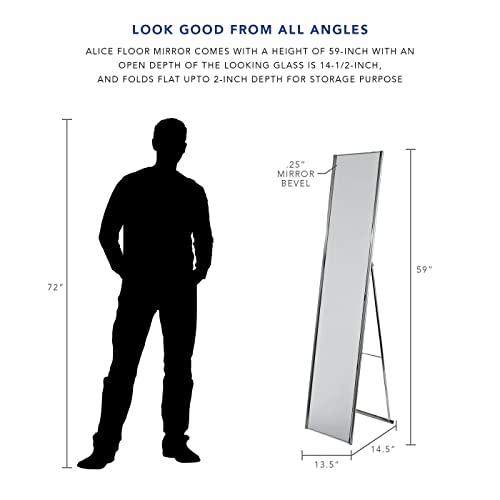 Adesso Alice Simple, Modern Full Length Mirror With Satin Steel Folding Frame #TOP3