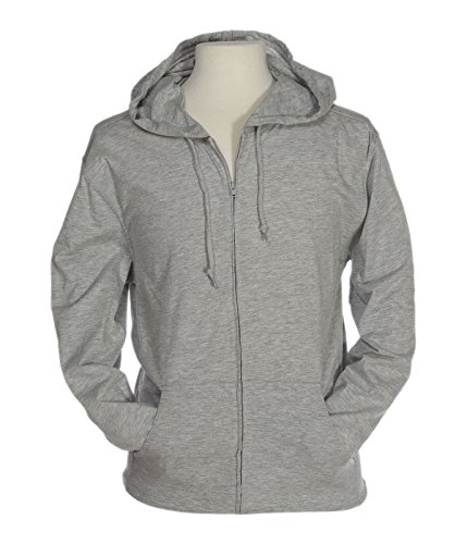 Cottonhood Lightweight Jersey Zip Hoodie for Men – Full Zip Casual Cotton Hoodie, Soft Long Sleeve (4XL, Heather Grey, 702)4