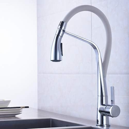 Robinet d'évier de cuisine anti-calcaire chrome blanc grand espacement
