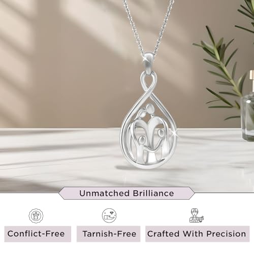 Jewelili Sterling Silver or Rose or Yellow Gold over Silver Family Pendant Necklace 18 Inches Cable Chain2
