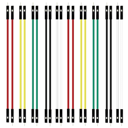 Breadboard Jumper Dupont Wires 24Awg Kabel 5 Colors 1Pin 2.54Mm Male to Female Double-End Tinning Connector Cable (Red, Black, White, Yellow, Green, 20 Each)