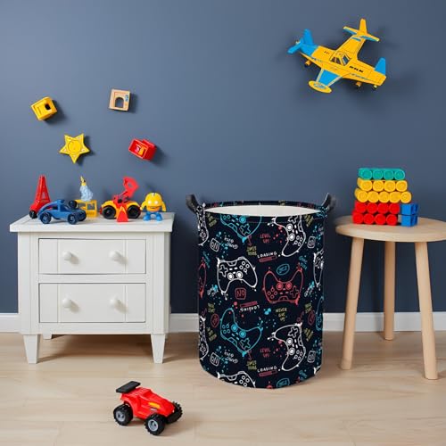 Image of Game Laundry Basket Boys Kids Baby Laundry Hamper Dirty Clothes Organizer Storage Bin Nursery Hamper for Bedroom Room Decor(Game)
