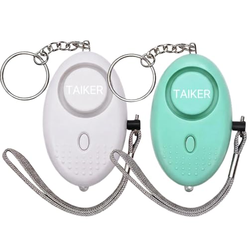 Image of Personal Alarm for Women 140DB Emergency Self-Defense Security Alarm Keychain with LED Light for Women Kids and Elders-2 Pack (Aqua Marine & White)