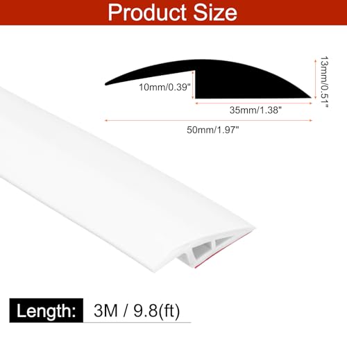 QUARKZMAN Bodenübergangsleiste Selbstklebend, 3m/9,8ft Laminat Türübergangsleisten Teppichkantenleiste für Teppichtüren zur Überbrückung von Bodenlücken Passend für 10mm Höhe, Weiß