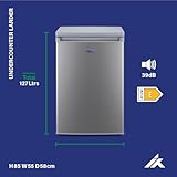 ICE KING RHL550ES Freestanding Undercounter Larder Fridge, 127L Capacity, Silver, Adjustable Thermostat, Energy Efficient, LED Light, Quiet Operation – Ideal for Kitchen or Utility Room - Image 5