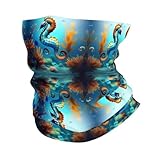 ZQYTGFDC Pañuelo deportivo multifuncional con la bandera de la República de Croacia, como montañismo, ciclismo, correr, etc., Caballito de mar coral del fondo marino, Taille unique
