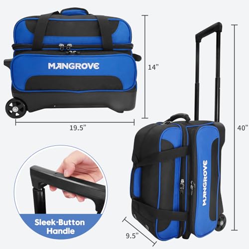 image for Mangrove 2 Ball Bowling Bag with Wheels, Double Bowling Bags 2 Ball Ro