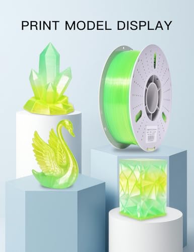 Image of PINBALL PETG Rainbow 3D Printer Filament 1.75mm, Multicolor Transparent PETG Filament, Accuracy + /- 0.02 mm, 1kg Spool (2.2lbs), Lime Color