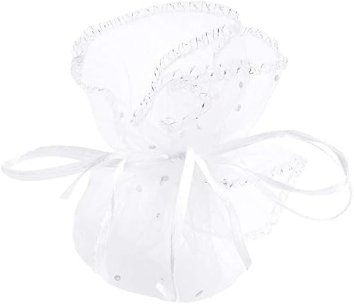 Miniatura 3 de SKYPRO 50 bolsas de organza blanca de 13.8 pulgadas con cordón, bolsas de joyería, bolsas de regalo de boda, fiesta de Navidad