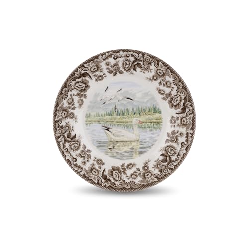 Spode Woodland Snow Goose Dinner Plate - 10.5 Inch Fine Earthenware with British Flowers Border, Microwave, Freezer, Dishwasher & Warm Oven Safe - Hunting-Themed Thanksgiving Plate, Made in England Spode Woodland Snow Goose Dinner Plate - 10.5 Inch Fine Earthenware with British Flowers Border, Microwave, Freezer, Dishwasher & Warm Oven Safe - Hunting-Themed Thanksgiving Plate, Made in England