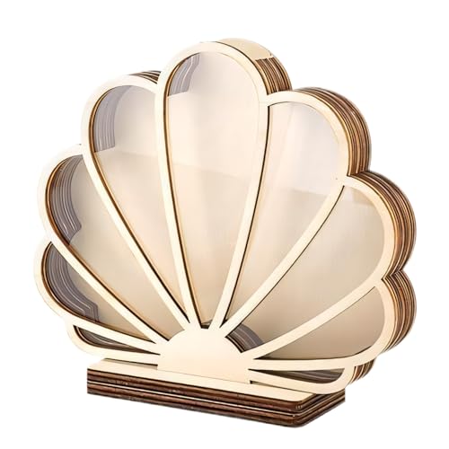 de exhibición de conchas | Soporte de concha de madera con acrílico | de visualización de decoración costera para recuerdos como ágata, dientes de tiburón, estrellas de mar