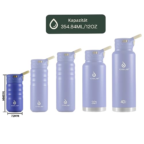 IDEUS Vakuumisolierte Wasserflasche, 12oz (360ml) Edelstahl Doppelwand Flasche Metall Sport Kantine mit auslaufsicherem Schraubverschluss (… – Ansicht 4