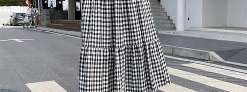 Women Loose Casual A-Line Skirt Solid Color High Waisted Medium Length Versatile Chic Everyday Skirt2