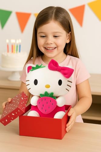 Image of Tinytotem Soft Toys Plush Stuffed Hello Kitti Strawberry Cat Doll for Daughter Kids Boys Girls Large Size Teddy Cute Kitti Kids Birthday Gift (Red) (Size 30 CM)