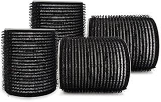 4pk Hair Rollers - Self Holding Rollers, Gripping Sticky Rollers, Self Grip Salon Hairdressing Curlers DIY Curling Tool (Black)