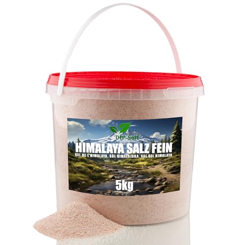 DTP-SOFT Himalaya Pink Salt Fine Körnung fein 0,7-1,0mm Salz aus Pakistan im Eimer (5kg)