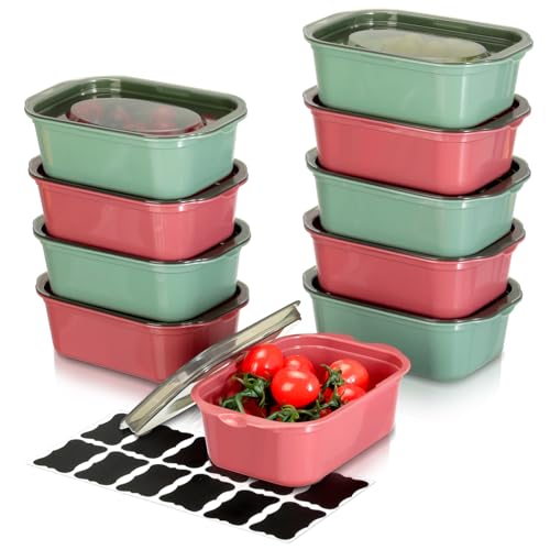 Romon Meal Prep Containers, Tapers Para Comida Hermetico, Tupper Fiambre y Embutidos, Tupper Plastico BPA-Free con Alta Hermeticidad, Microondables y Lavables en Lavavajillas (10 Unidades, 500ml)