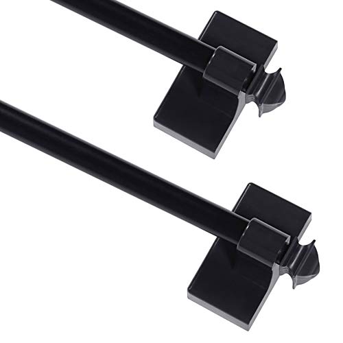 Turquoize Turquoize Multi-Use Adjustable Cafe Sidelight Rods, 09"-16" Magnetic Curtain Rod, Black, 2-Pack